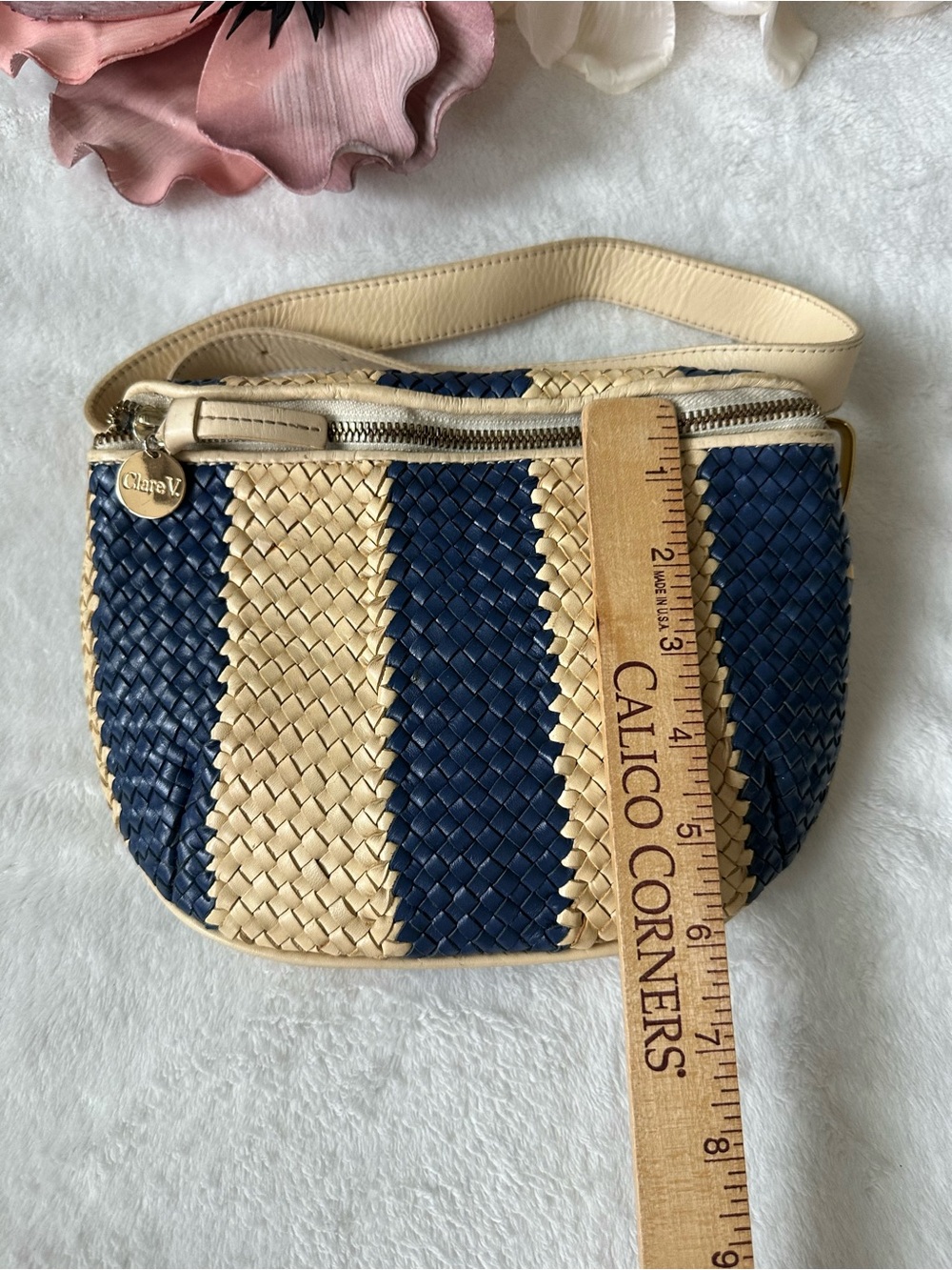 Clare V Woven Leather Striped Fanny Pack Crossbody Belt Bag - Picture 13 of 15